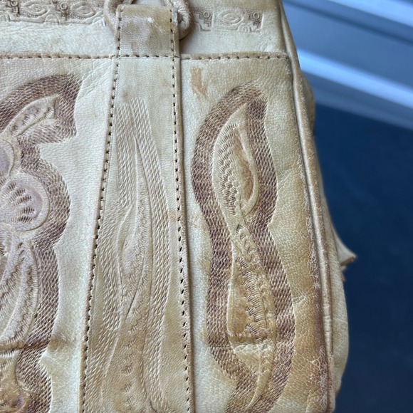 Vintage 1960's Leather Tooled Womens Purse Bag Western Vintage Retro Bag VTG - Picture 5 of 14